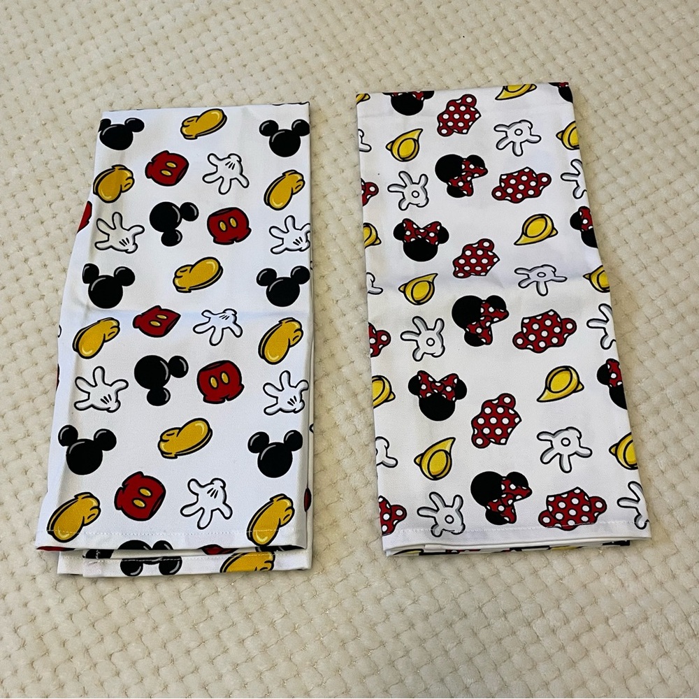 Disney Mickey and Minnie Mouse dish towels Set - Black, Red, Yellow